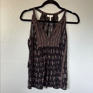 JOIE XS 100% silk Women's Black Patterned Top